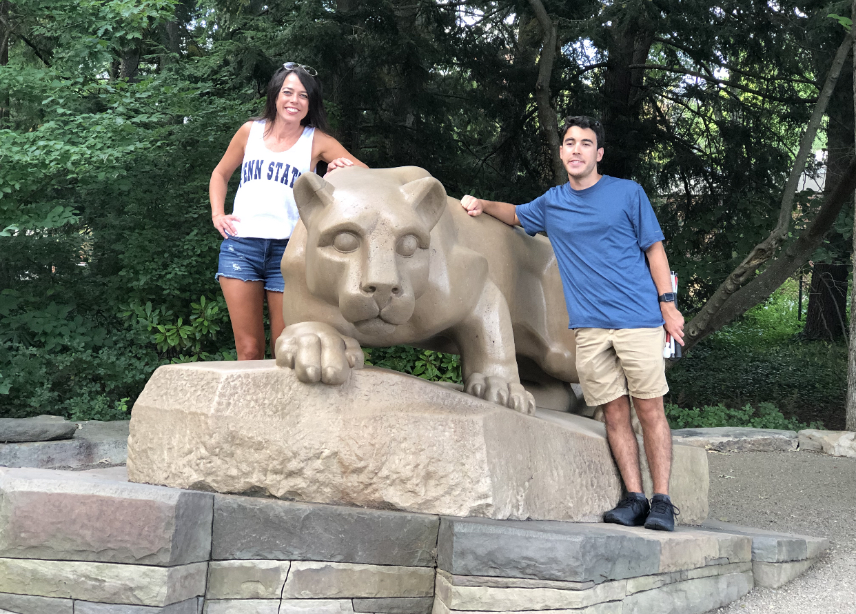 Michael and Kristin at the iconic Penn State lion statue