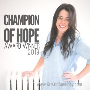 Kristin with CHampion of HOpe 2019 title
