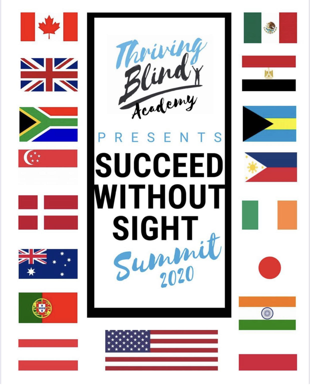 Succeed Without Sight Banner showing 17 countries flags